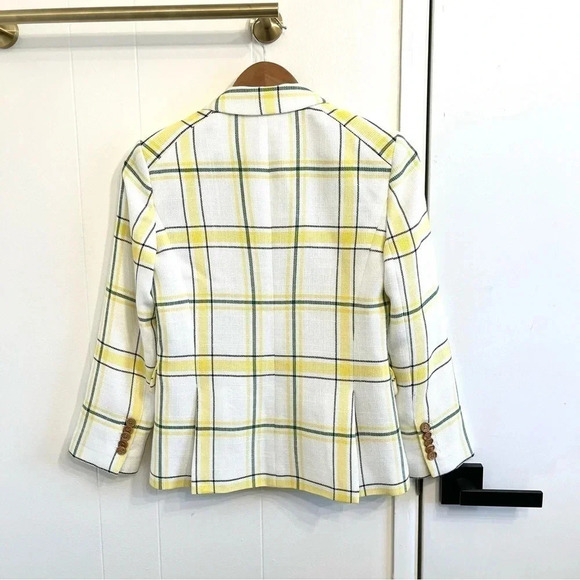 Veronica Beard schoolboy white yellow plaid jacket blazer size 2 - Picture 9 of 14